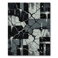 Monochromatic Cracked Abstract Geometric Urban Art Rug