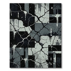 Monochromatic Cracked Abstract Geometric Urban Art Rug