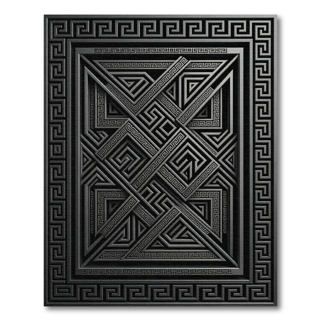 Monochrome Geometric Labyrinth Relief Rug