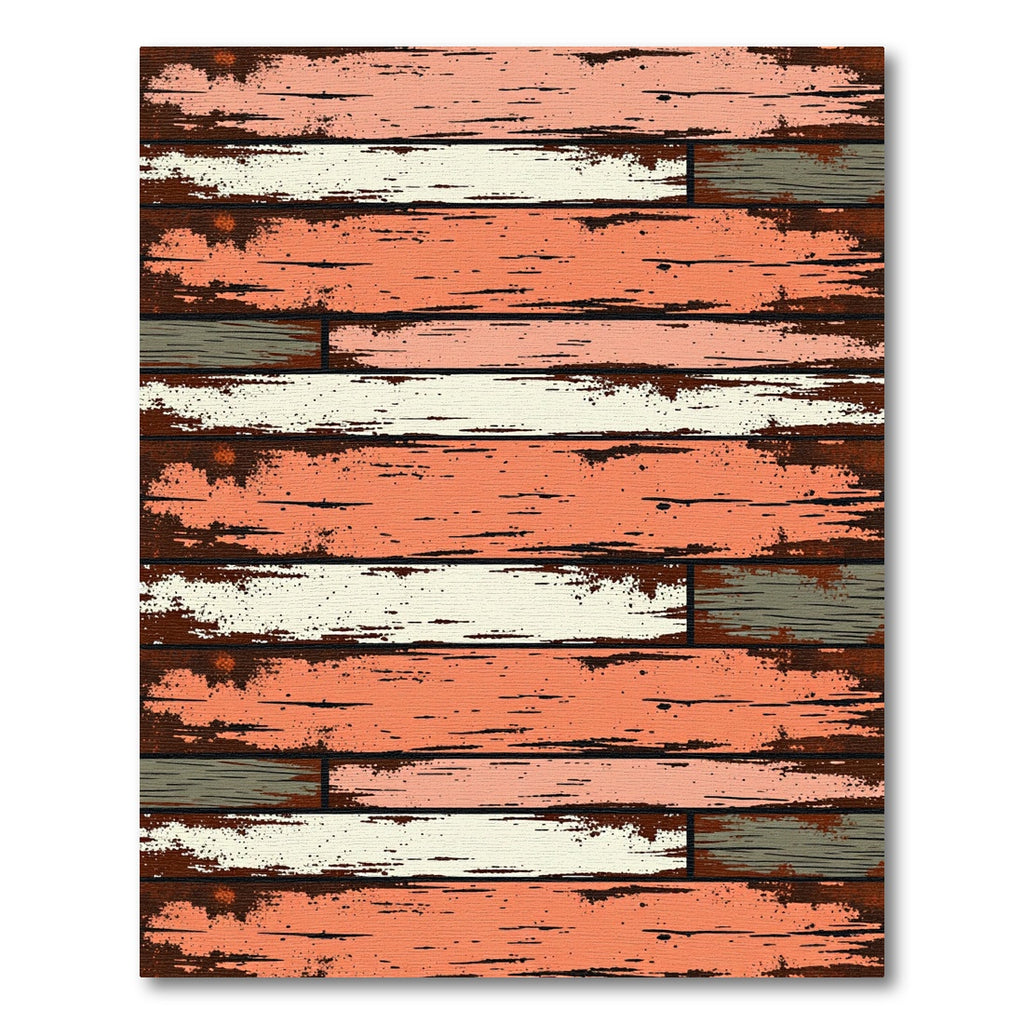 Rustic Distressed Wood Plank Striped Art Rug