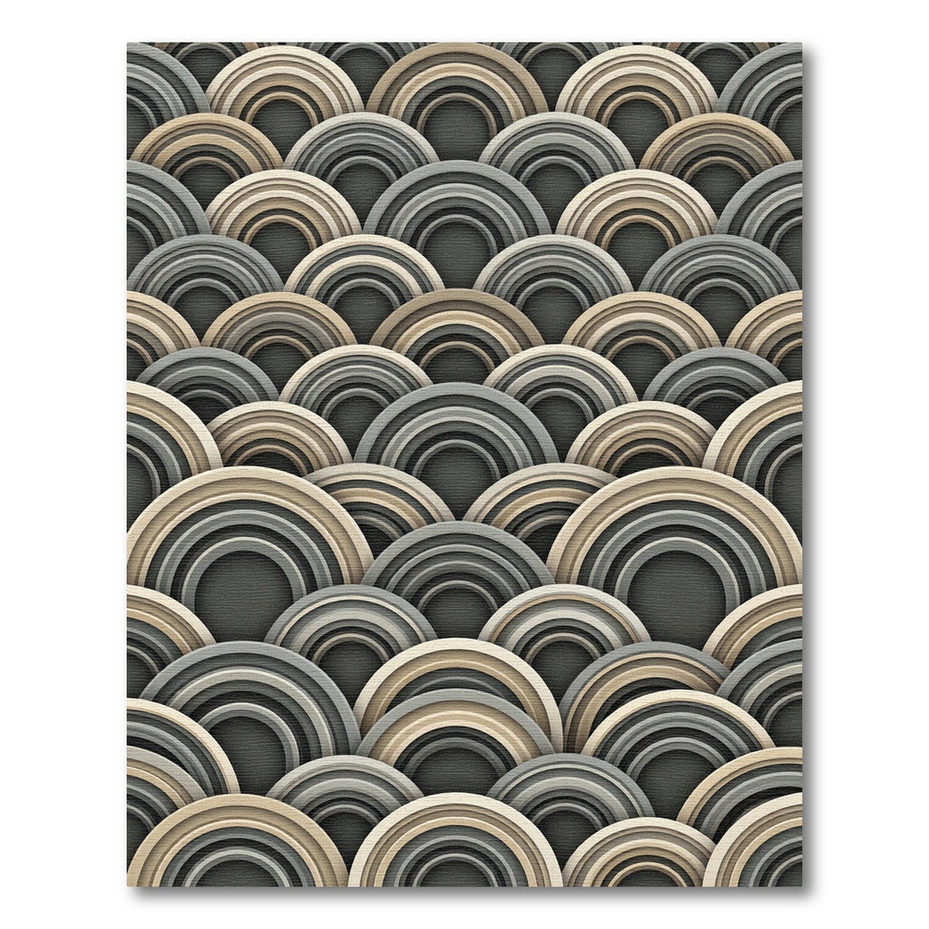 Neutral Toned Scalloped Arch Ripple Rug