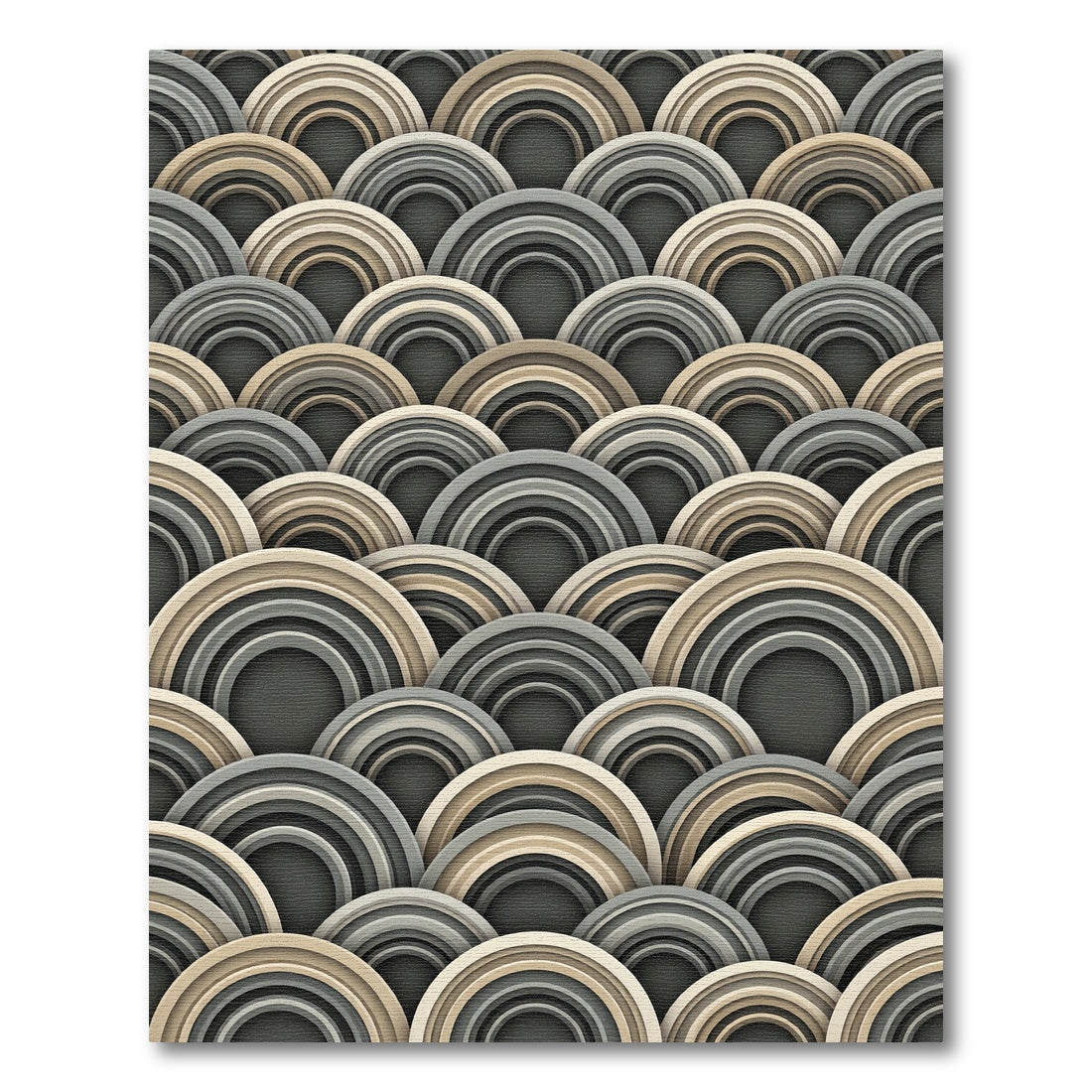 Neutral Toned Scalloped Arch Ripple Rug