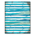 Distressed Teal and White Coastal Stripes Rug
