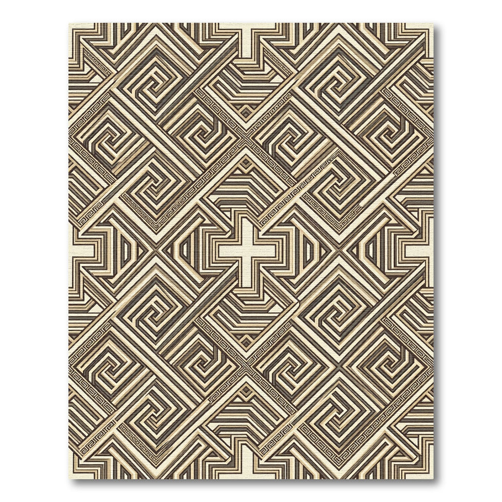 Geometric Neutral Maze Greek Key Rug