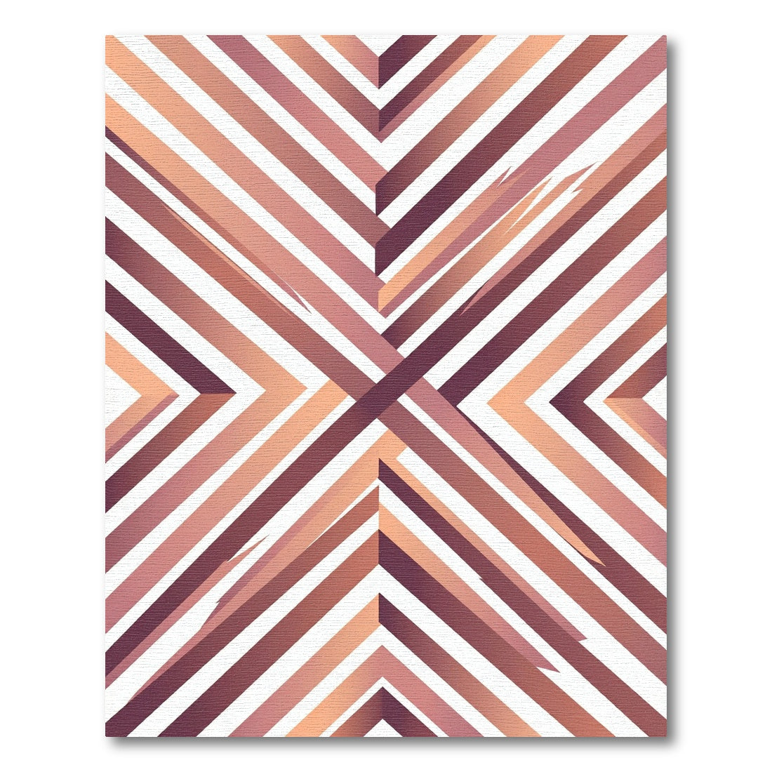 Modern Copper Geometric Angular Chevron Rug