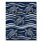 Navy Blue Sea Turtle Wave Graphic Rug