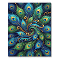 Vibrant Blue Green Peacock Feather Swirl Rug