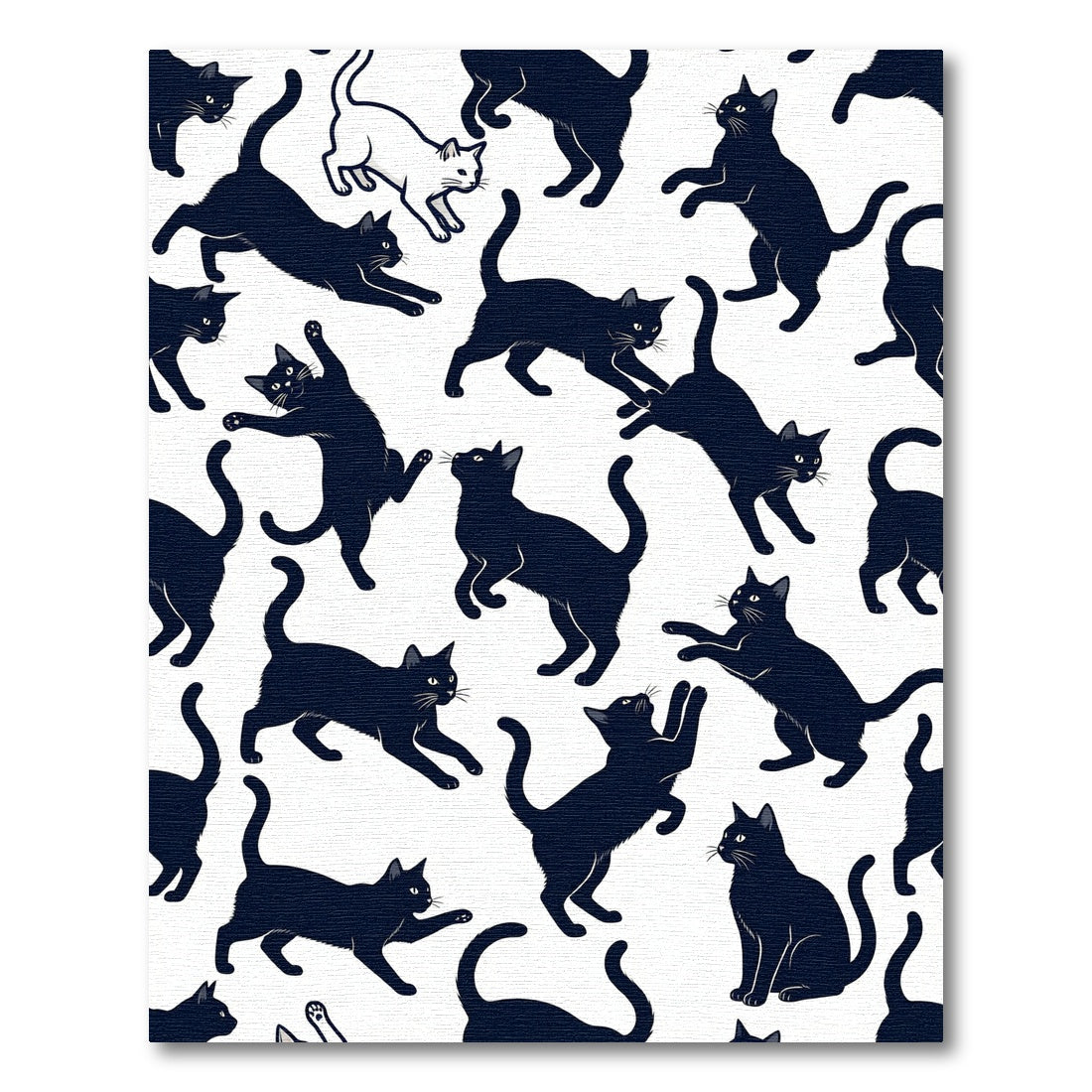 Whimsical Playful Black Kitten Silhouette Rug