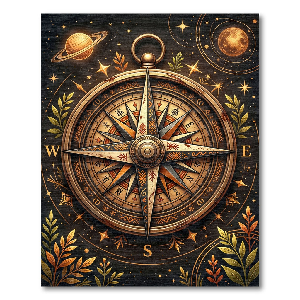 Celestial Compass Golden Star Map Rug