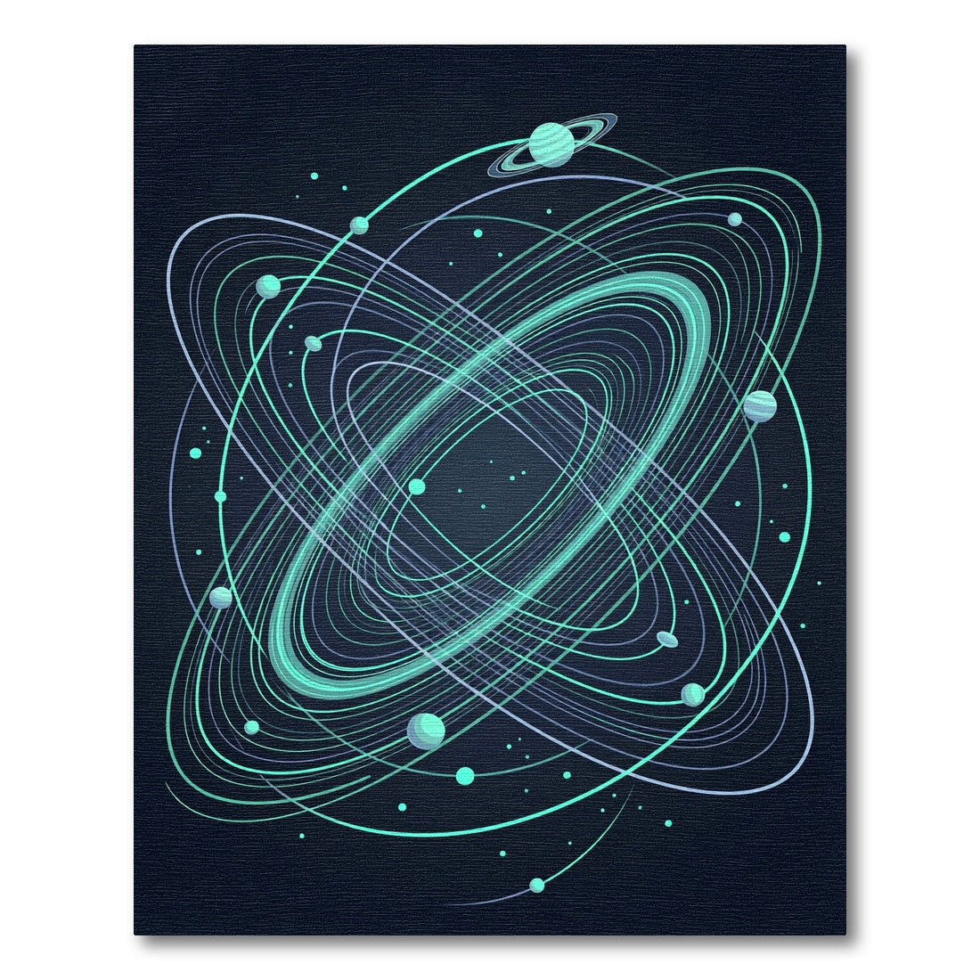 Luminous Teal Galactic Orbit Area Rug