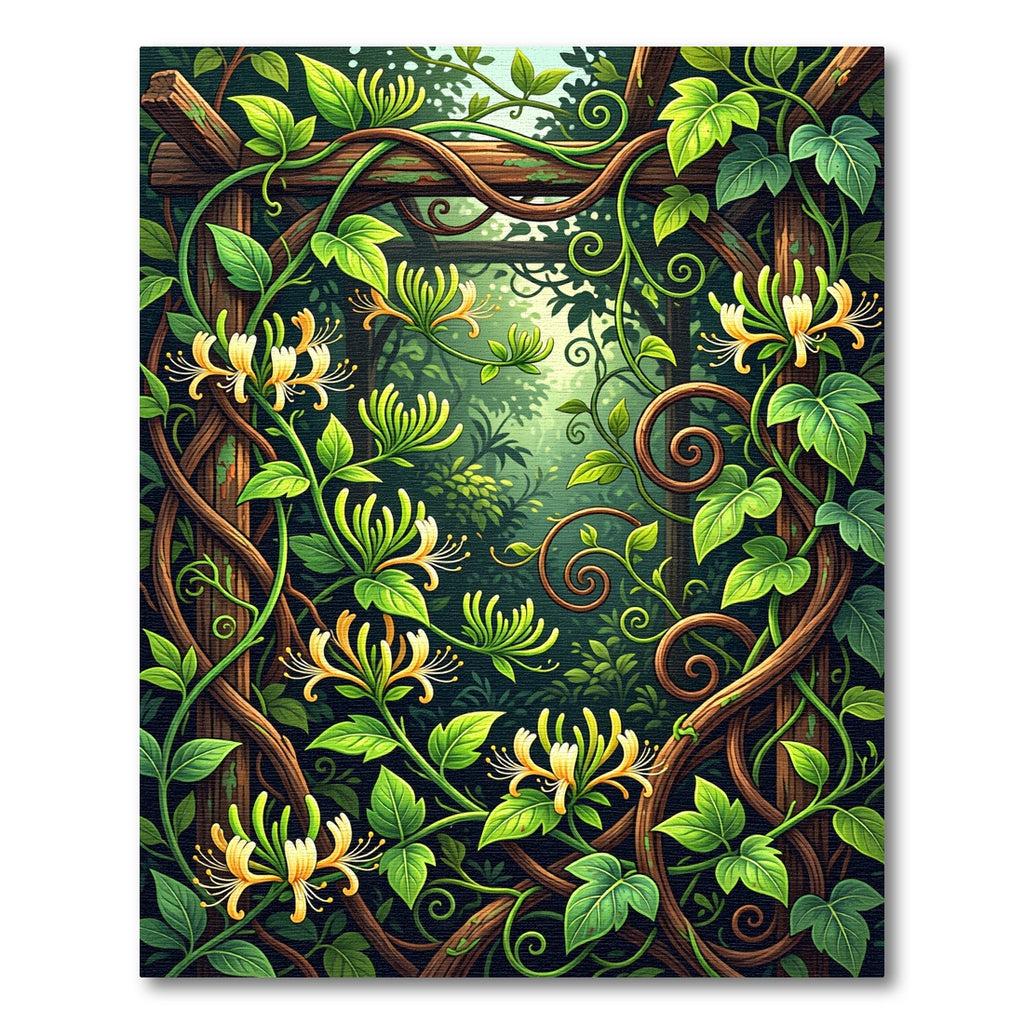 Lush Honeysuckle Vine Embellished Garden Rug