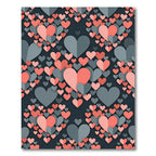 Coral and Slate Layered Heart Mosaic Rug