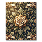Vintage Golden Rose Botanical Scroll Rug