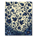 Midnight Blue Floral Vine Scroll Rug