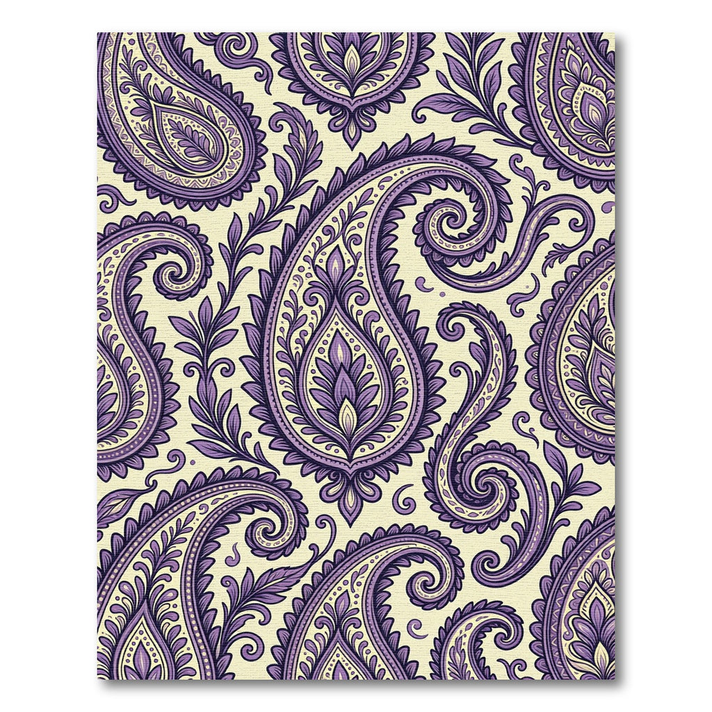 Purple Paisley Floral Scrollwork Rug