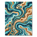 Dynamic Teal Orange Swirl Abstract Rug
