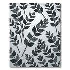 Dark Gray Leaf Branch Composition Rug
