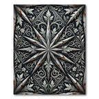 Ornate Silver Star Damascus Filigree Rug