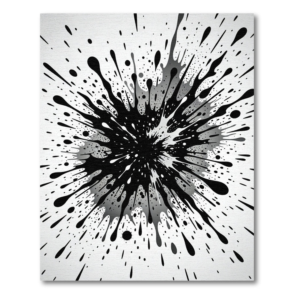 Monochromatic Abstract Black Ink Splash Rug