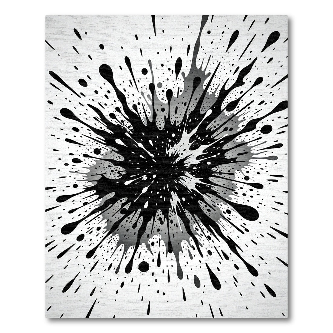 Monochromatic Abstract Black Ink Splash Rug