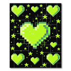 Neon Lime Heart Pixel Art Galaxy Rug