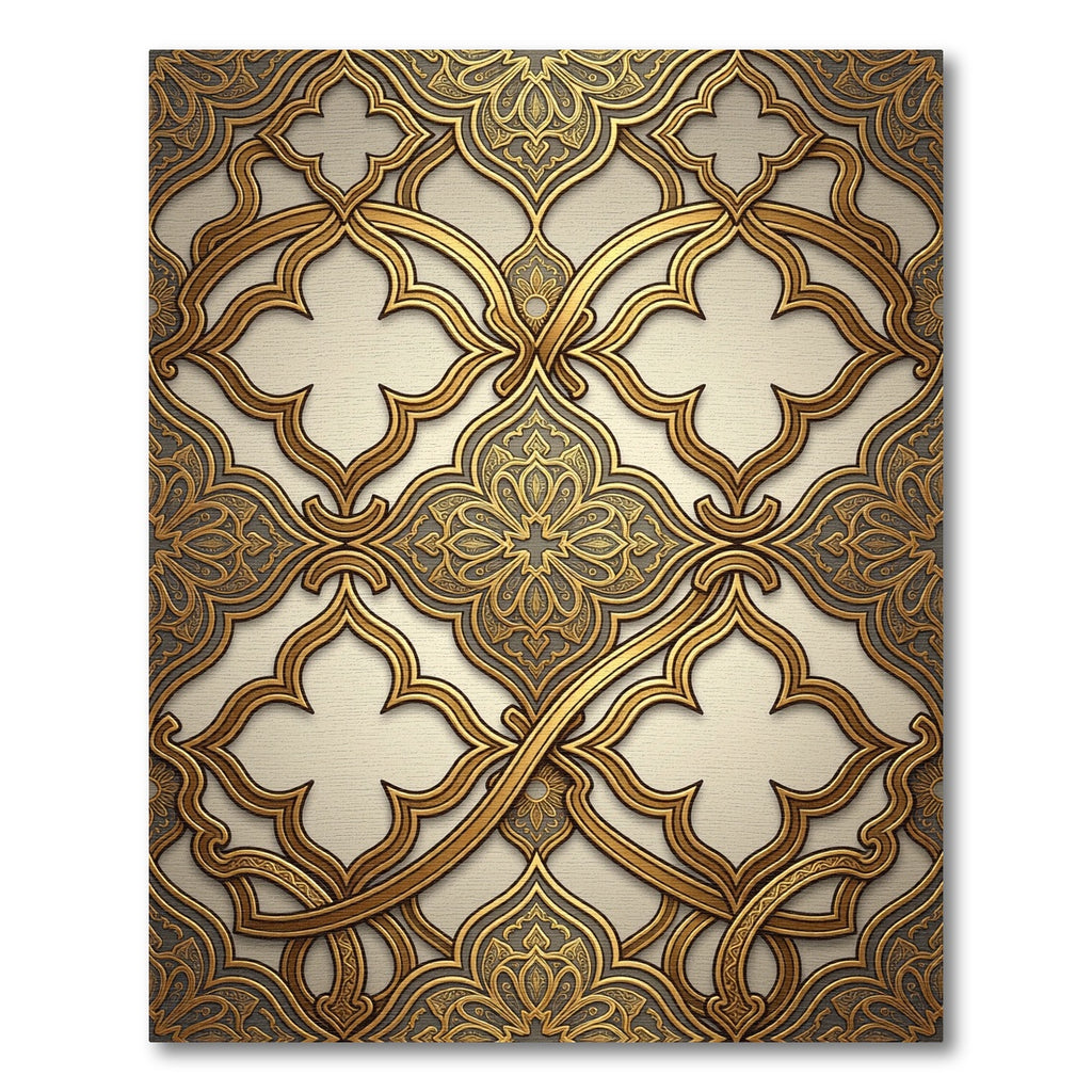 Elegant Gold Ornate Arabesque Filigree Rug