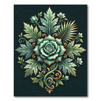 Elegant Emerald Rose Botanical Medallion Rug