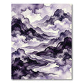 Deep Purple Ink Wash Mountain Panorama Rug