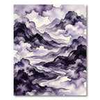 Deep Purple Ink Wash Mountain Panorama Rug