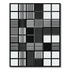 Monochrome Striped Geometric Grid Rug