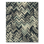 Sage Green Chevron Botanical Foliage Rug
