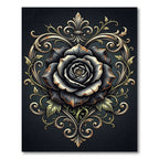 Black Rose Ornate Scroll Heart Rug