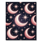 Pink Crescent Moon Starry Night Rug