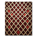 Crimson Lattice Diamond Field Rug