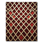 Crimson Lattice Diamond Field Rug