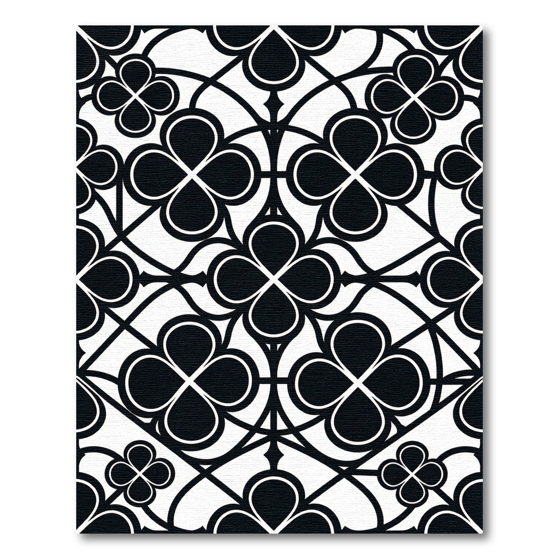 Monochrome Gothic Quatrefoil Geometric Tile Rug