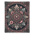 Ornate Pink Floral Medallion Dark Rug