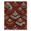 Red Yellow Geometric Tiered Symbol Rug