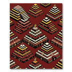 Red Yellow Geometric Tiered Symbol Rug