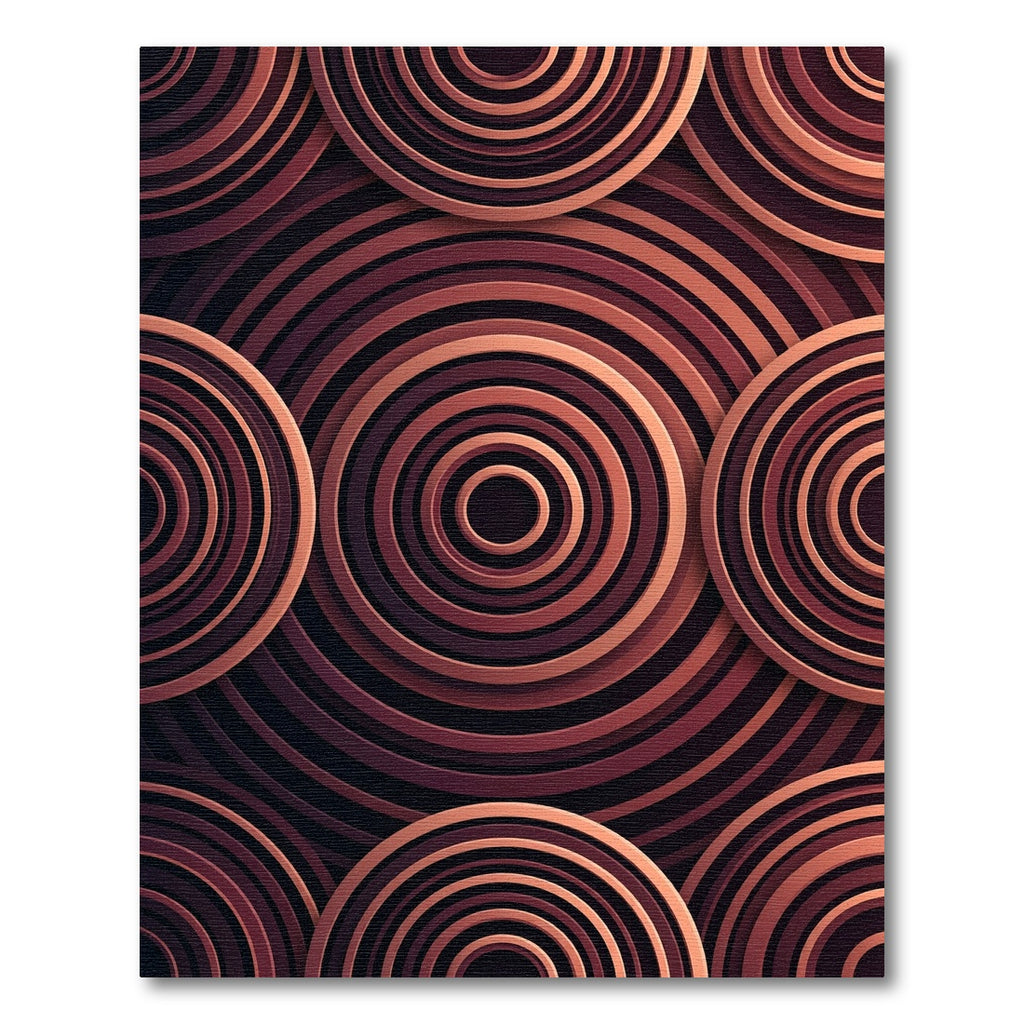 Modern Copper Concentric Circle Abstract Rug