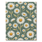 Botanical Sage Green Daisy Floral Rug