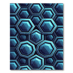 Modern Blue Geometric Hexagon Illusion Rug