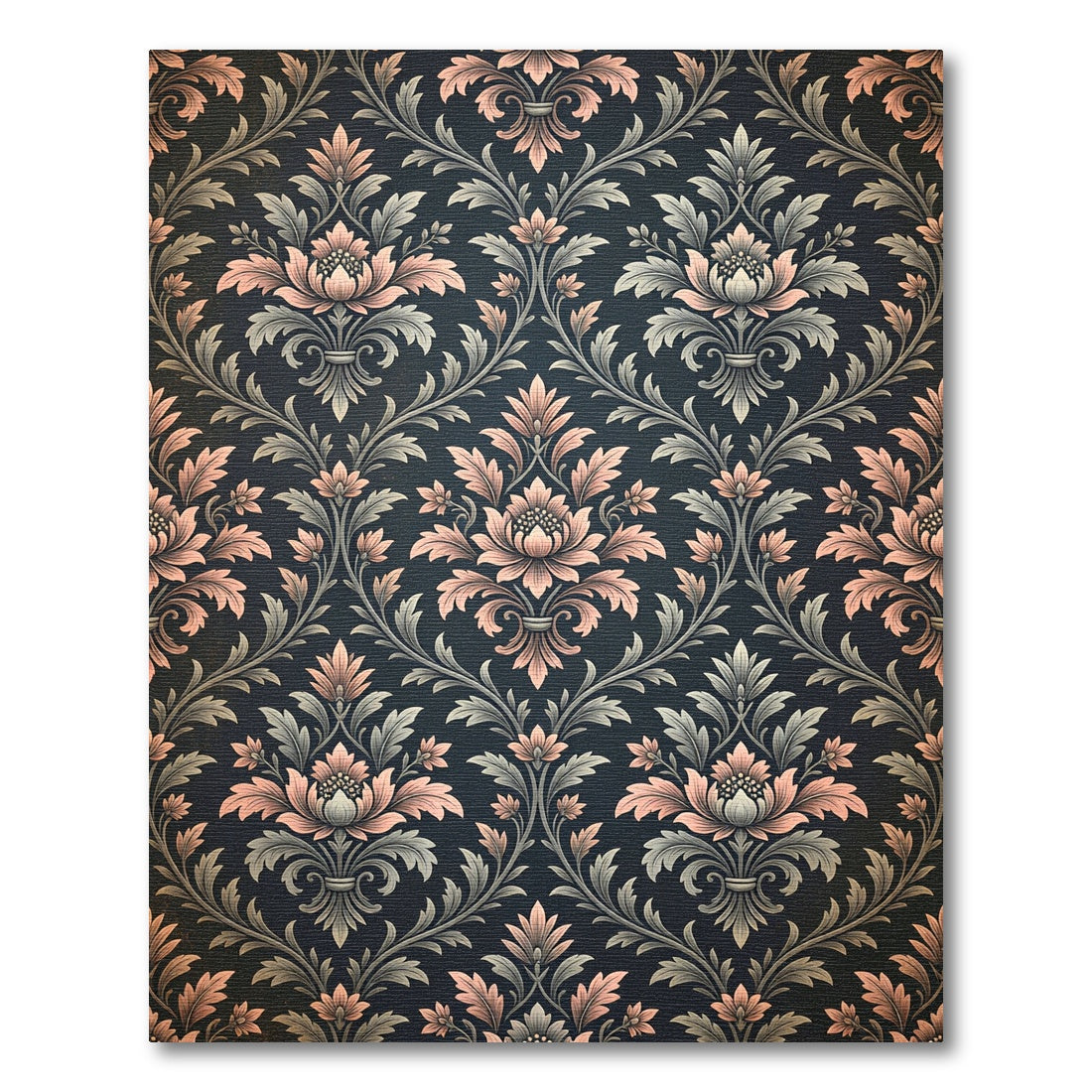 Dark Floral Damask Scrollwork Romance Rug