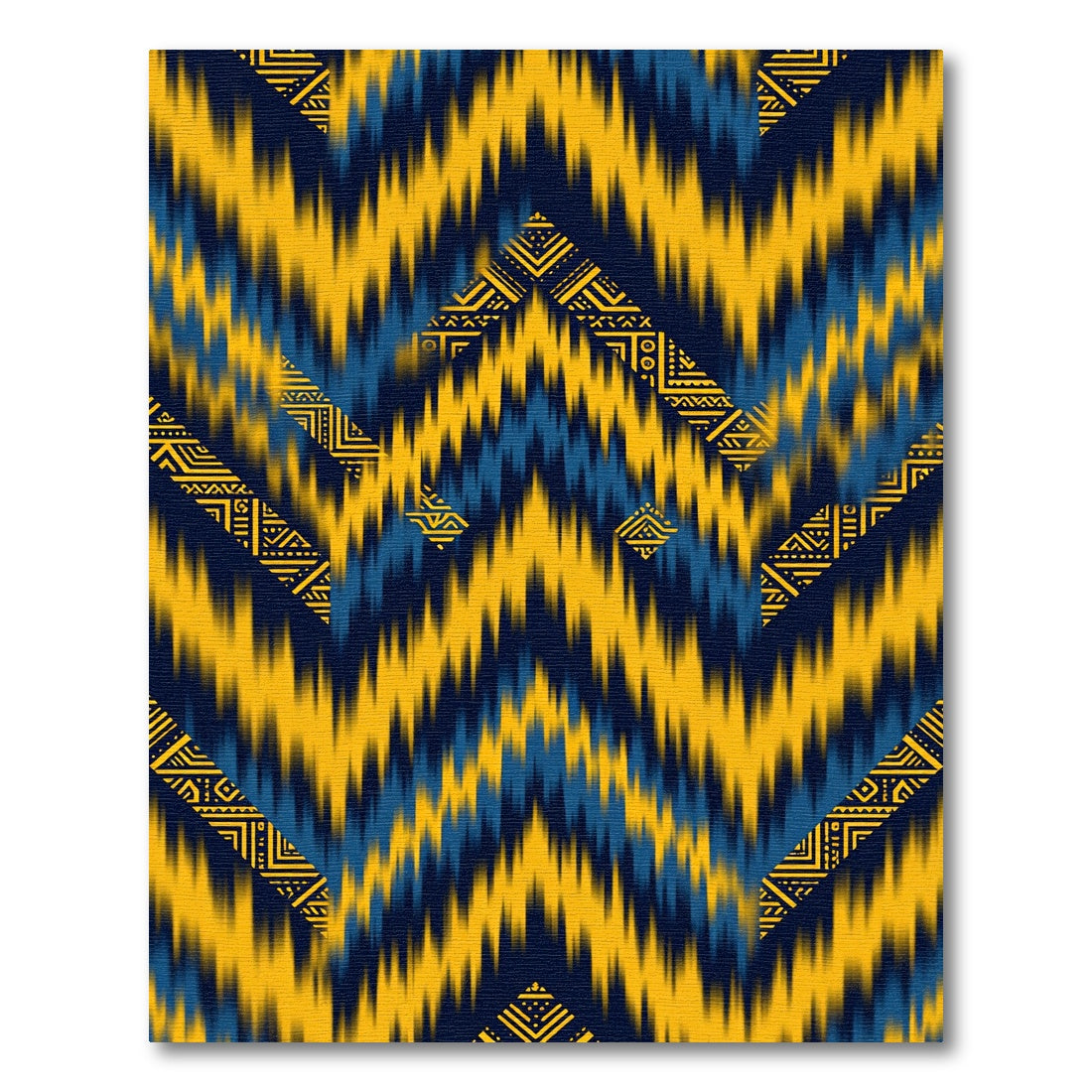 Indigo Yellow Chevron Geometric Accent Rug