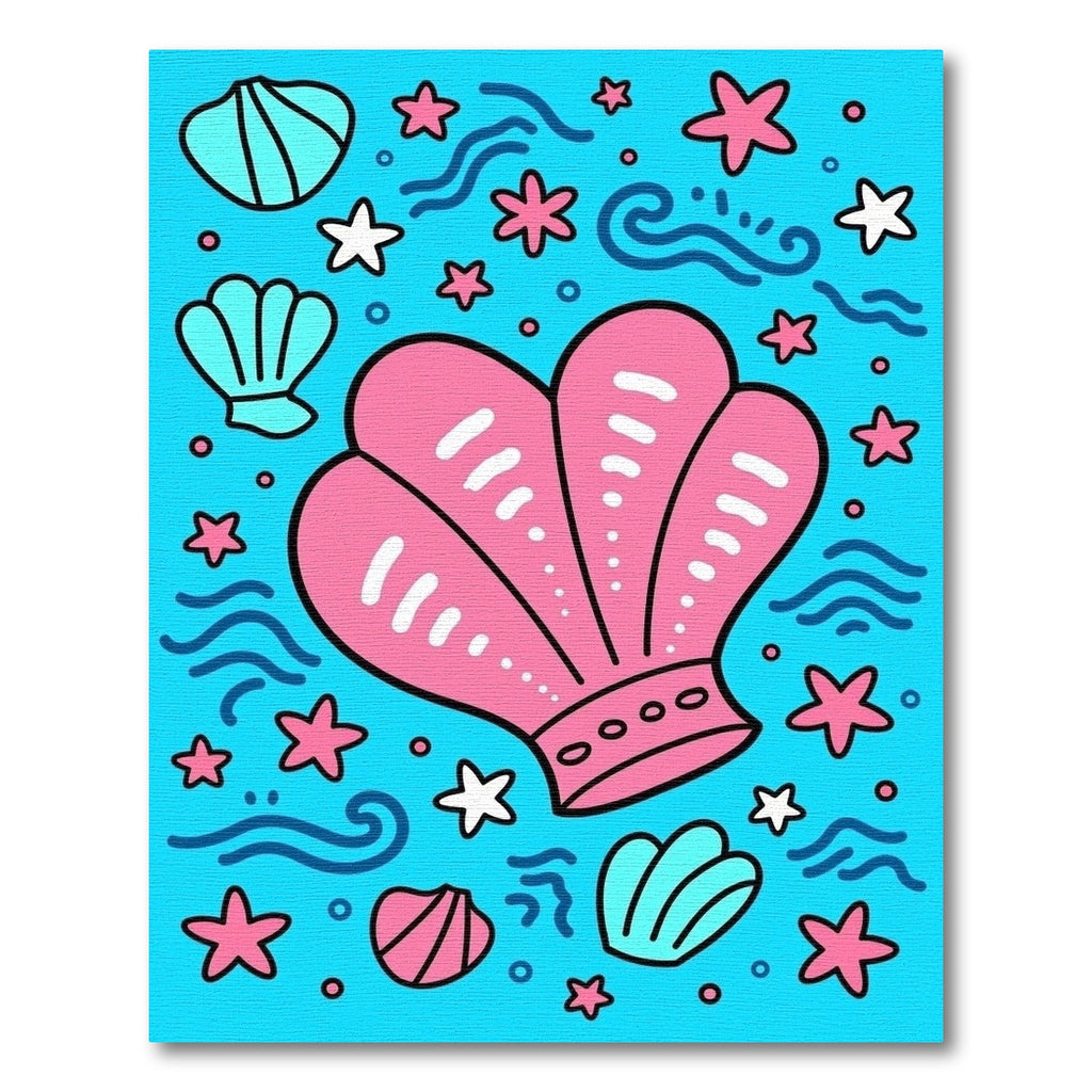 Pink Seashells Blue Water Starfish Accent Rug
