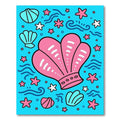 Pink Seashells Blue Water Starfish Accent Rug