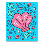 Pink Seashells Blue Water Starfish Accent Rug