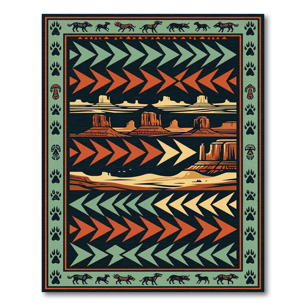 Southwestern Desert Butte Earth Tone Chevron Rug
