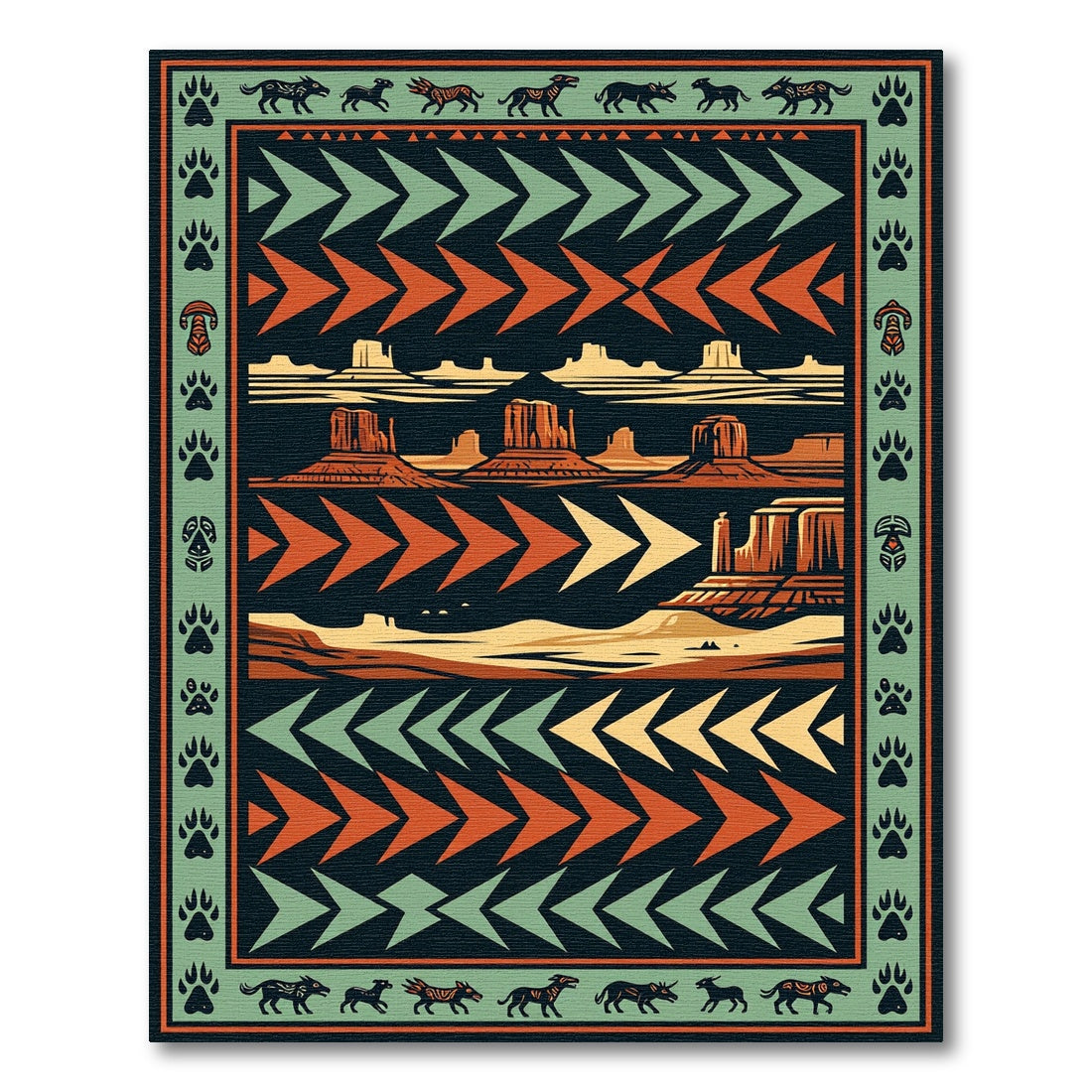 Southwestern Desert Butte Earth Tone Chevron Rug