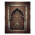 Ornate Gold Arch Damask Crimson Tapestry Rug